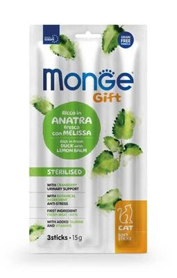 snack Per Gatti MONGE GIFT CAT SOFT STICK STERILIZED ANATRA/MELISSA GR 15