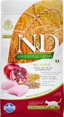 MANGIME SECCO PER GATTI ND CAT ANCESTRAL NEUTERED POLLO/MELOGRANO KG 1,5