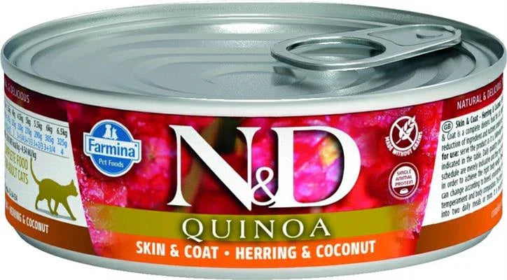 Cibo Umido Per Gatti ND UM CAT QUINOA SKIN ARINGA/COCCO GR 80