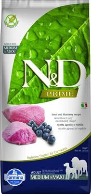 MANGIME SECCO PER CANI ND DOG PRIME MEDIUM/MAXI AGNELLO/MIRTILLO KG 12