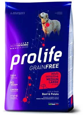 MANGIME SECCO PER CANI PROLIFE DOG GRAIN FREE MEDIUM/LARGE MANZO/PATATE KG 2,5