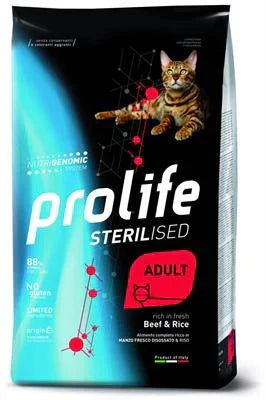 MANGIME SECCO PER GATTI PROLIFE CAT STERILIZED MANZO/RISO KG 1,5
