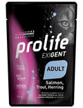 Cibo Umido Per Gatti PROLIFE CAT UM EXIGENT BUSTE SALMONE/TROTA/ARINGA 12 X GR 85 NEW